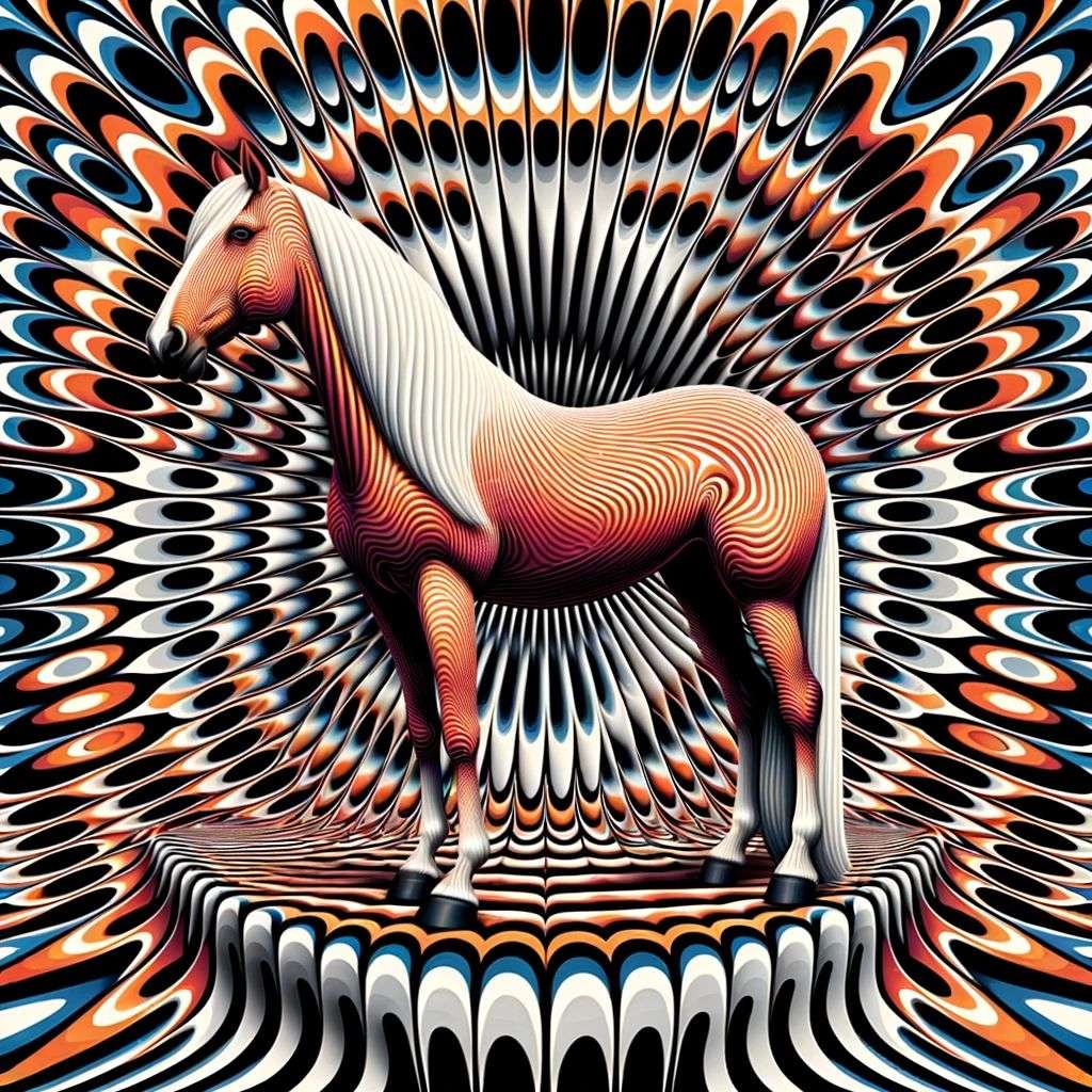 a horse, digital art, op art